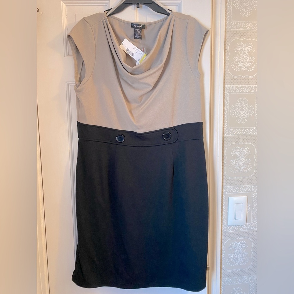 Spense Beige Cap Sleeve Dress